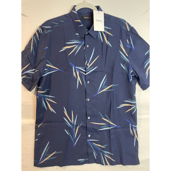 Theory Irving SS Space Multi Stem Print Shirt Men's Size L - Picture 6 of 11